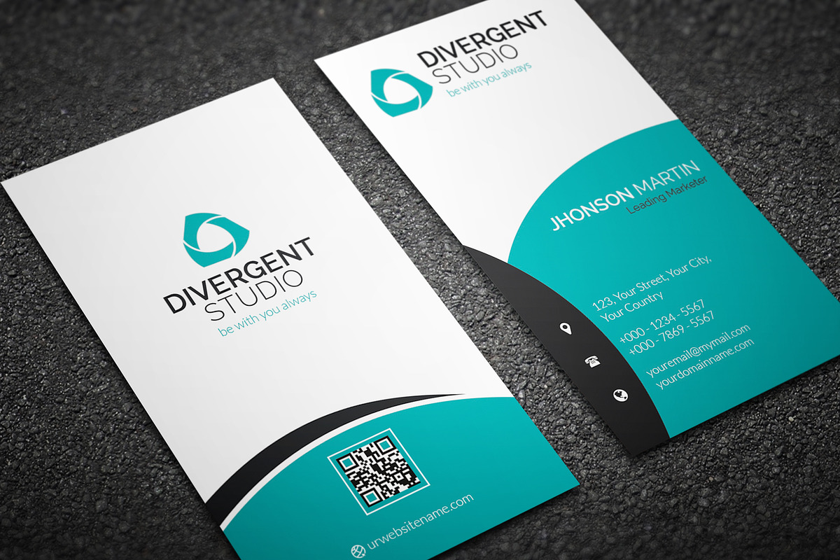 Simple Vertical Business Card, a Business Card Template by Divergent Studio (Photo 4 of 5)