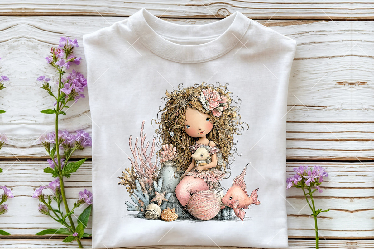 Whimsical Sea Mermaid Clipart, an Illustration by OK Design (Photo 6 of 6)