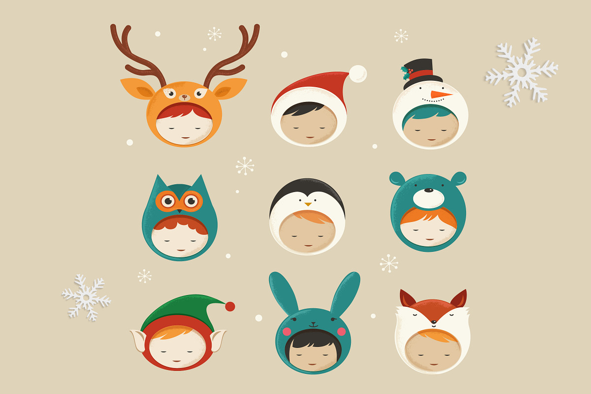 Cute Christmas Characters icons, an Illustration by Marish (Photo 5 of 5)