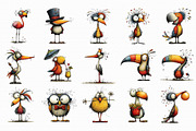 Quirky Funny Birds Clipart, an Illustration by Libby Wishes (Thumbnail 3 of 7)