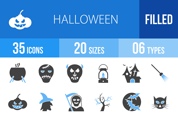 35 Halloween Blue Black Icons