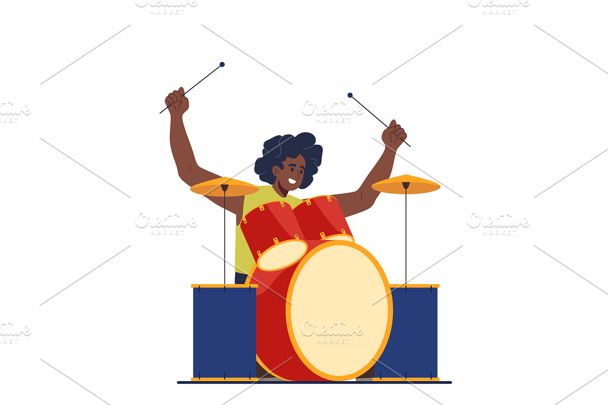 Musician playing drum. Vector, a Person Illustration by Elegant Solution