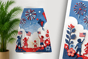4th of July Paper Cutting 2, a Person Illustration by Sharon Schwalbe (Thumbnail 4 of 6)