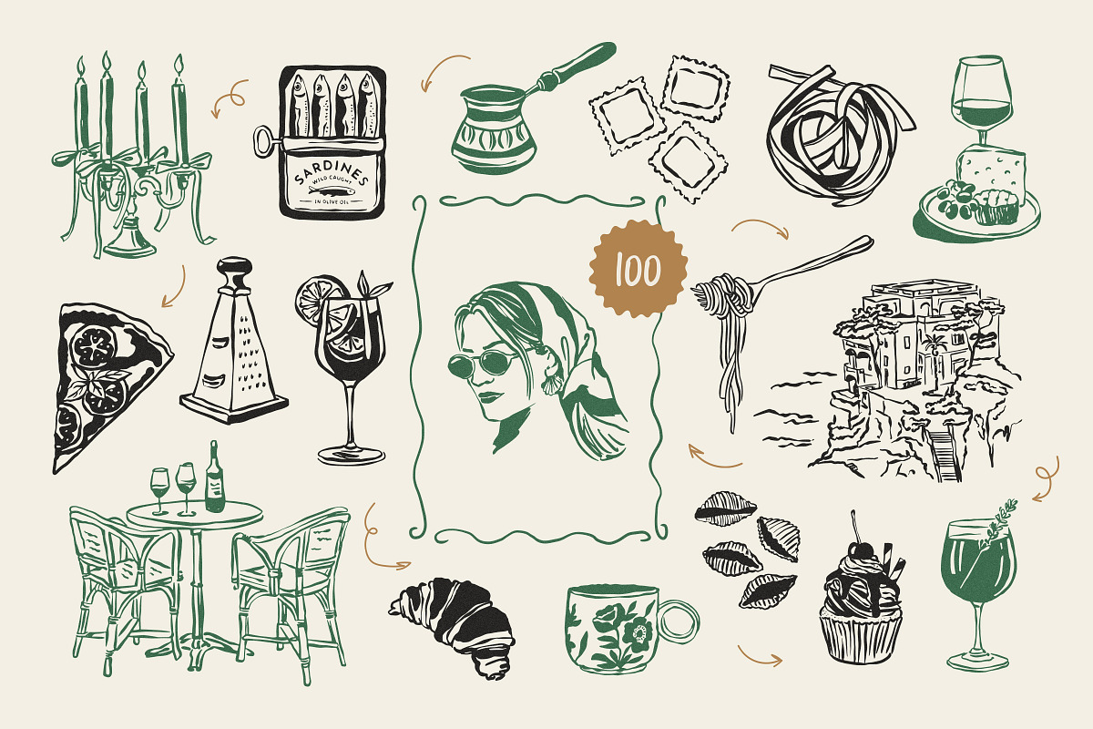 La Dolce Vita Illustrations, an Object Graphic by iStar Design (Photo 3 of 14)