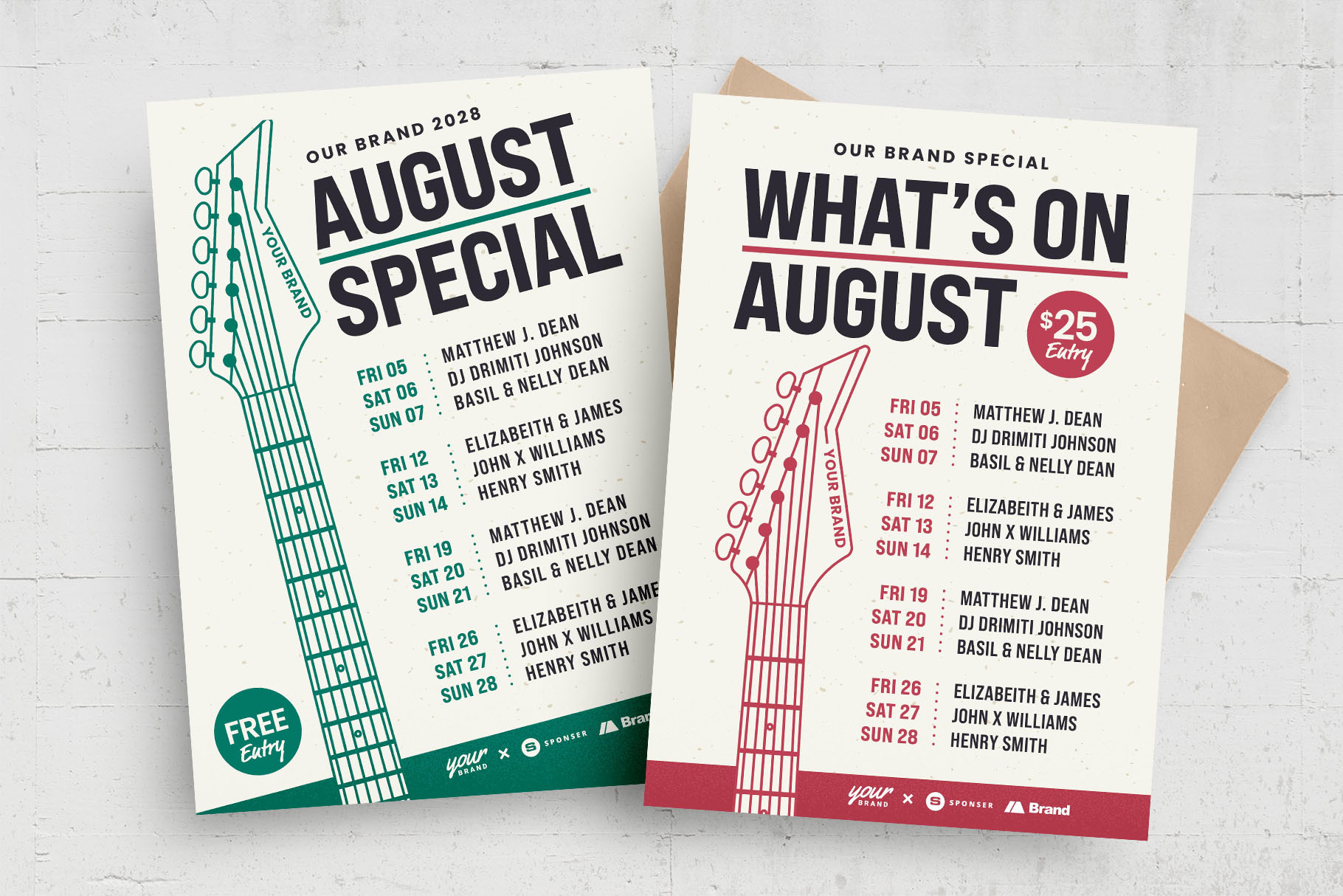 Gig Guide Guitar Flyer Template by Brandpacks  Creative Market