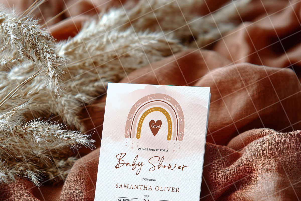 Boho 5x7 Invitation card mockup PSD, an Advertising Mockup by Blush Roses Print (Photo 5 of 8)