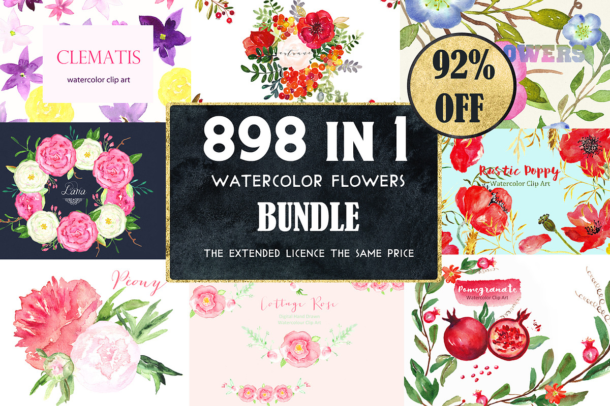 92% OFF Watercolor flowers BUNDLE, a Work Illustration by LABFcreations (Photo 7 of 8)