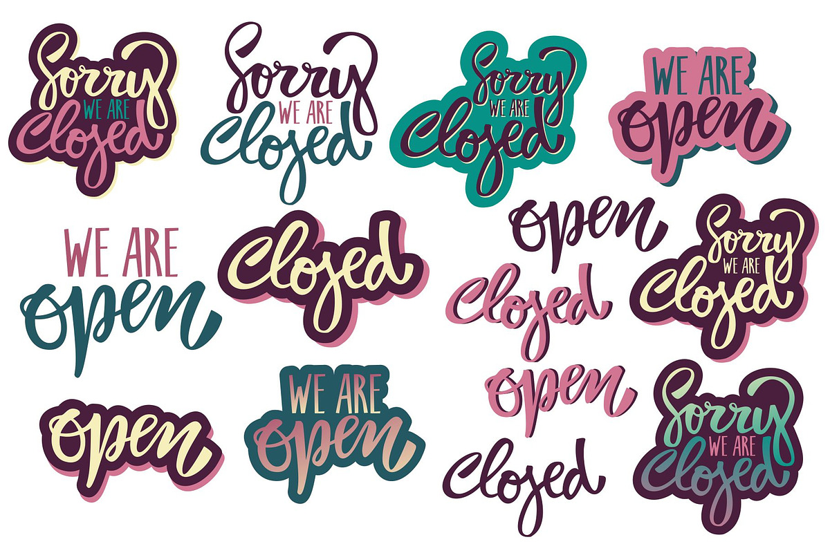 Open & Closed Vector Lettering Set, an Illustration by Malena (Photo 2 of 4)