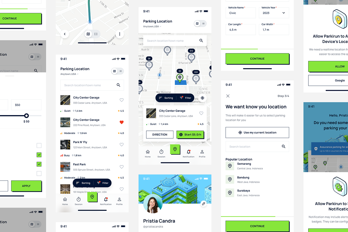 Parkirun - Parking Mobile App UI Kit, an UI Kit Template by pickolabstudio (Photo 4 of 6)