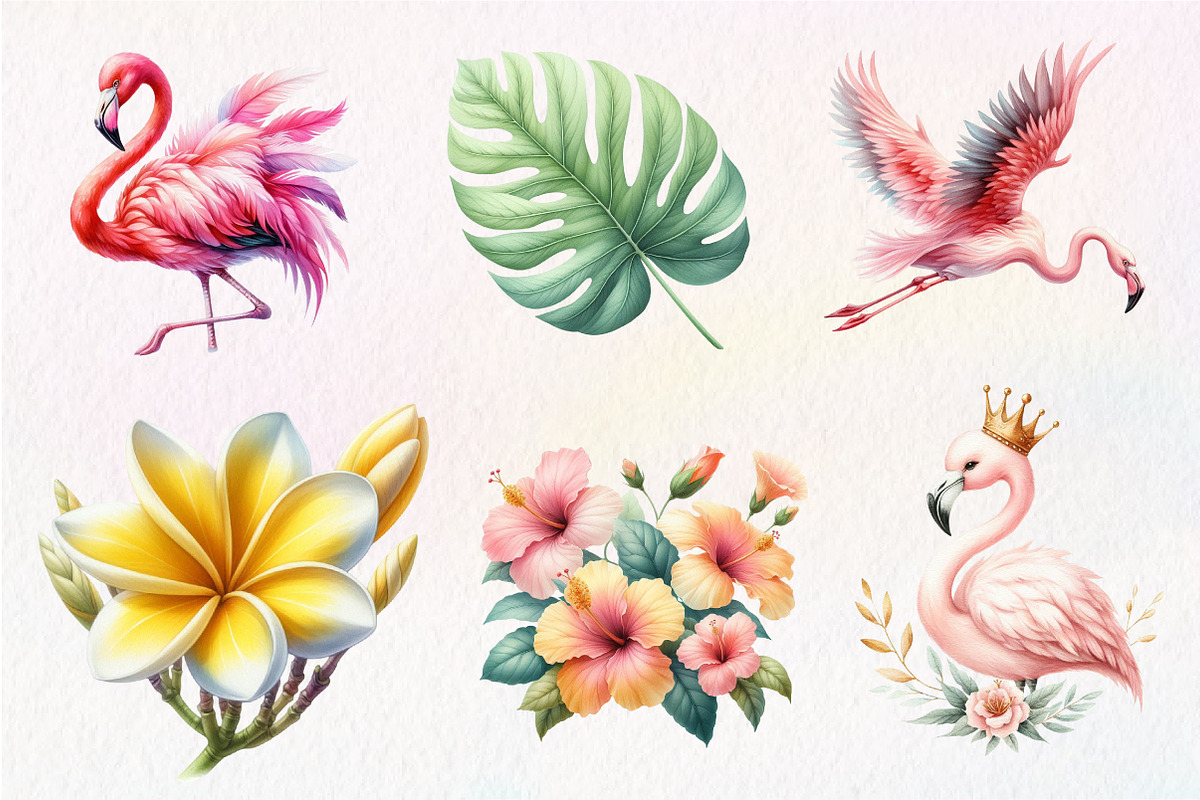 Watercolor flamingo clipart, an Illustration by CreationArt (Photo 3 of 5)