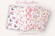 Watercolor hearts and patterns, an Illustration by TatiArti (Thumbnail 5 of 8)