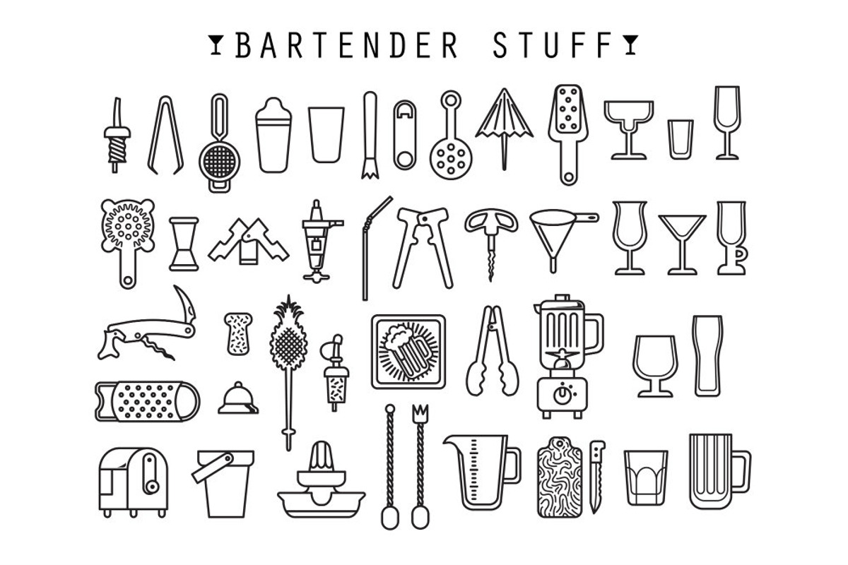 Bartender Stuff. EPS - JPEG - PNG, a Food Illustration by WINS Doodle shop (Photo 2 of 4)