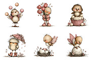 Whimsical Easter Bird Clip Art, an Illustration by CreationArt (Thumbnail 2 of 7)