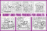 Bunny and Frog Friends Coloring Page, an Animal Illustration by Coco Bloom (Thumbnail 1 of 3)
