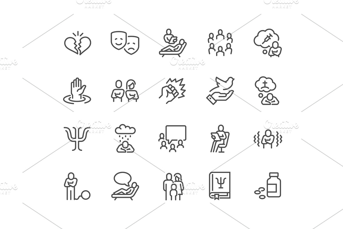 Line Psychology Icons, an Object Graphic by Davooda