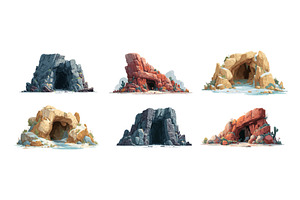 Rock cave entrance cartoon vector, an Illustration by Onyx