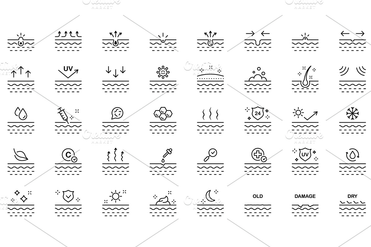 Skincare Beauty Line Icon Set, an Object Illustration by Vector Creator