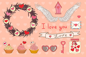Vector set of Valentine's Day.