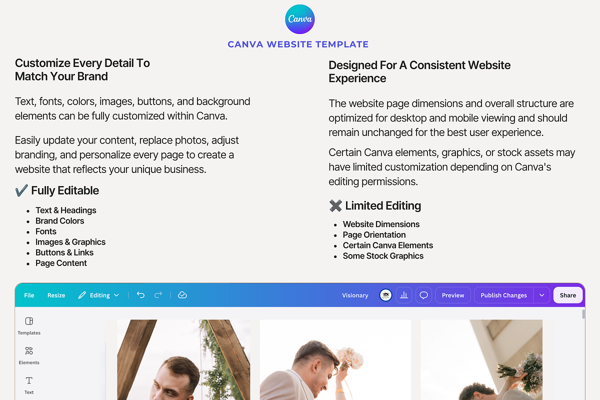 Wedding Photography Canva Template, a Landing Page Template by Web Template Market (Photo 3 of 4)