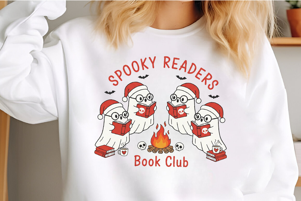 Festive Ghost Reading PNG, an Illustration by Craft Nest (Photo 3 of 6)