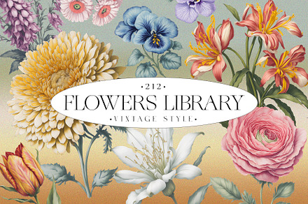 Vintage Flowers Library, an Illustration by SunnyAfternoons