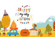 Vector Cartoon Autumn Landscape, a Seasonal Illustration by Maria Starus (Thumbnail 2 of 3)