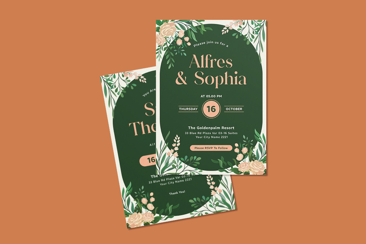 Rosian Wedding Invitation Template, an Invitation Template by iDoodle Studio (Photo 4 of 4)