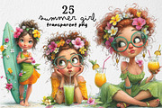 Whimsical Summer Girl Clipart, an Illustration by Dream Creation (Thumbnail 1 of 7)