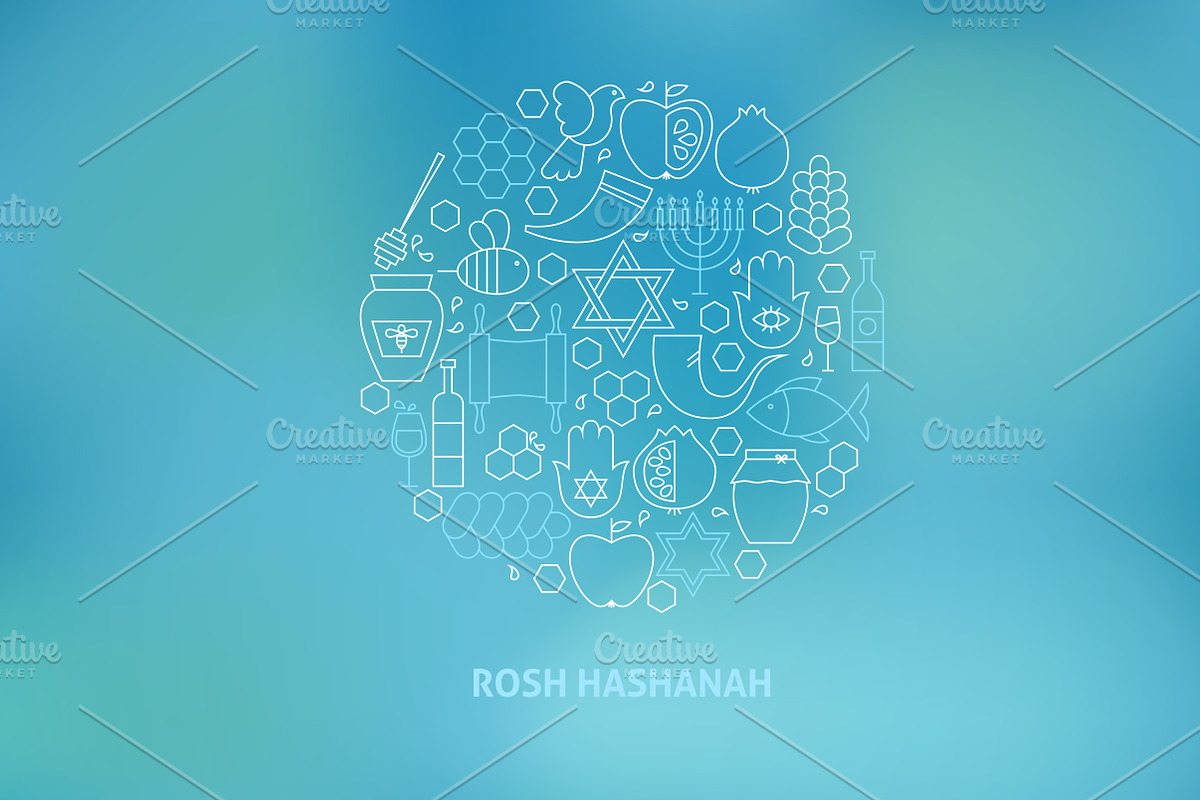 Rosh Hashanah Line Art Icons, an Outline Icon by Anna_leni (Photo 5 of 6)