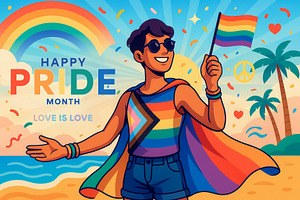 LGBTQ+ Pride poster with the text, a Person Photo by angellodeco