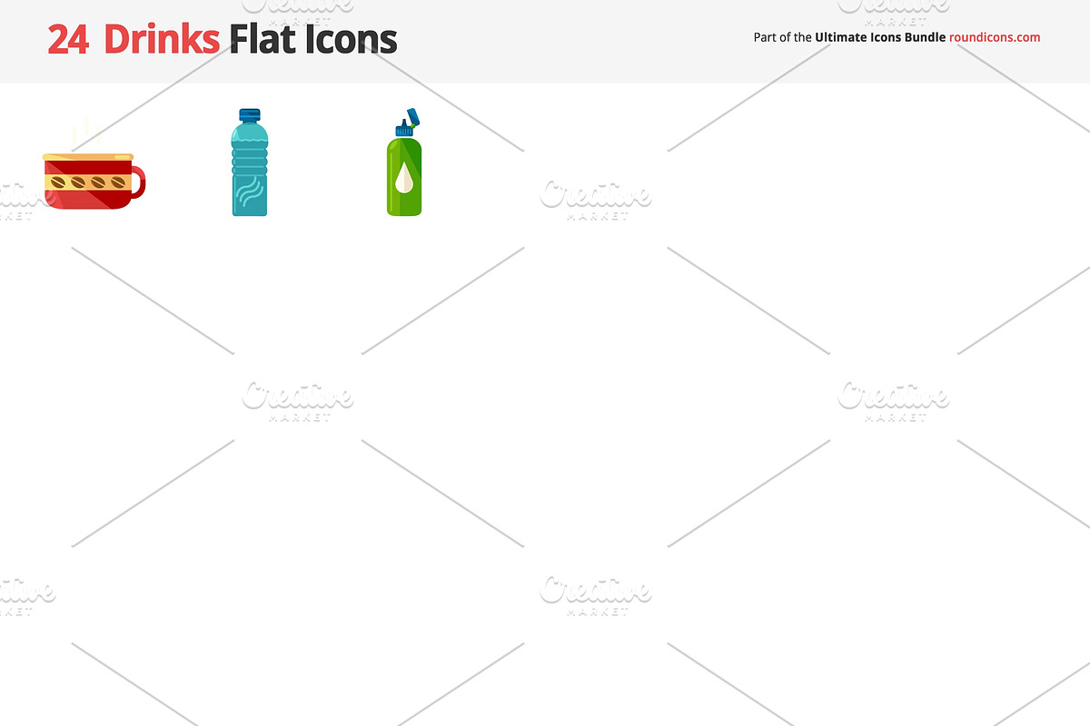 24 Drinks Flat Icons preview 2