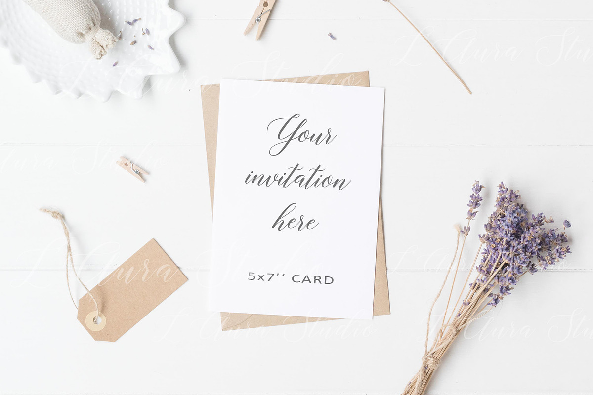 Invitation card mockup - psd bundle, a Print Template by L'Aura Studio (Photo 3 of 6)