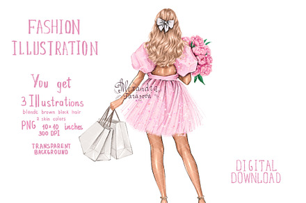 Fashion Girl Spring Flowers