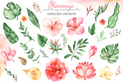 Flamingos and tropics Watercolor, an Illustration by Marina Ermakova (Thumbnail 4 of 13)