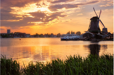 Windmills at Zaanse Schans in, an Architecture Photo by f9photos