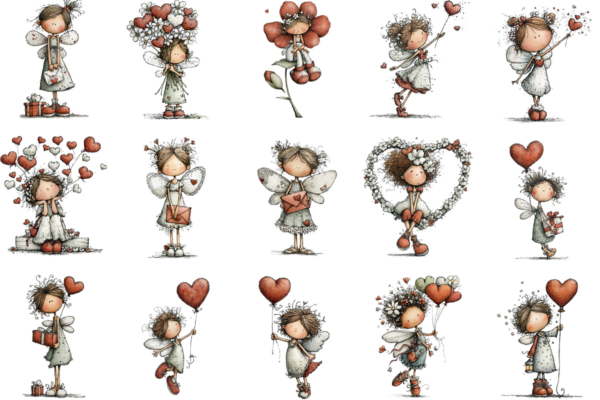 Whimsical Valentine Fairy Clipart, an Illustration by Designking (Photo 2 of 5)