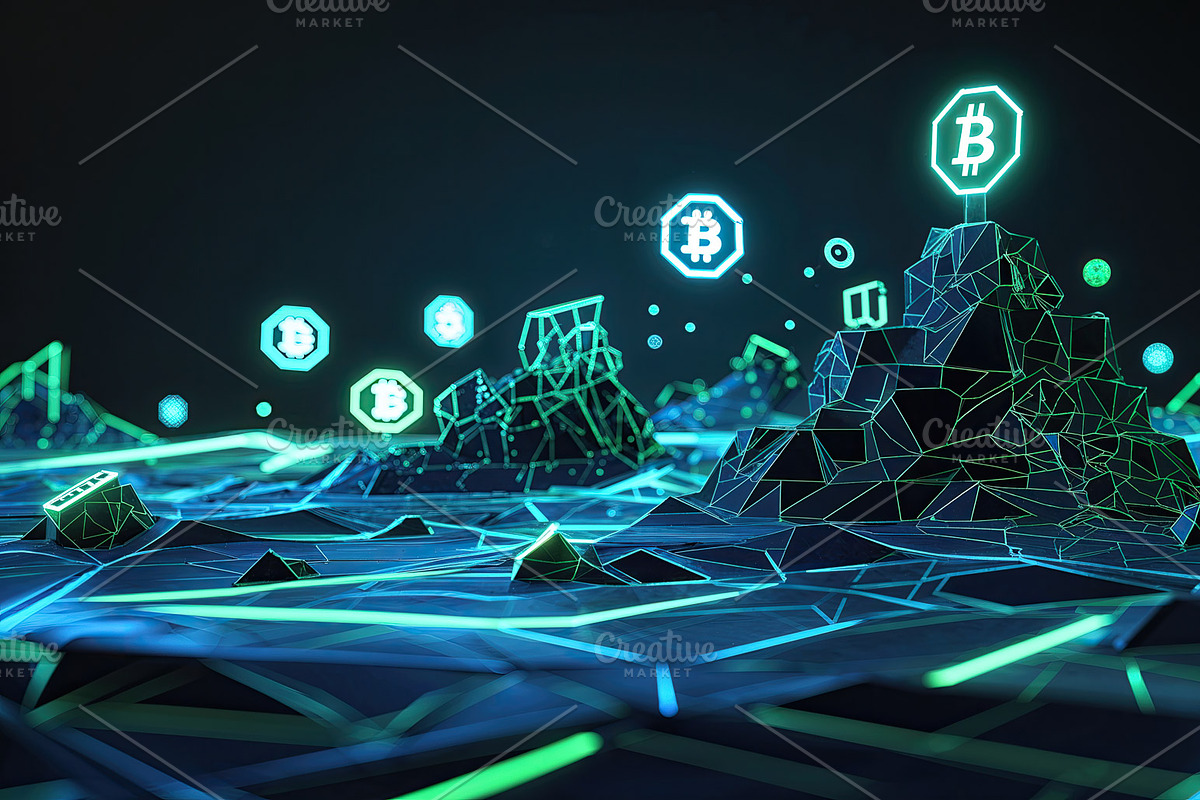 Polygonal mound topping virtual grid, an Illustration by wavebreak