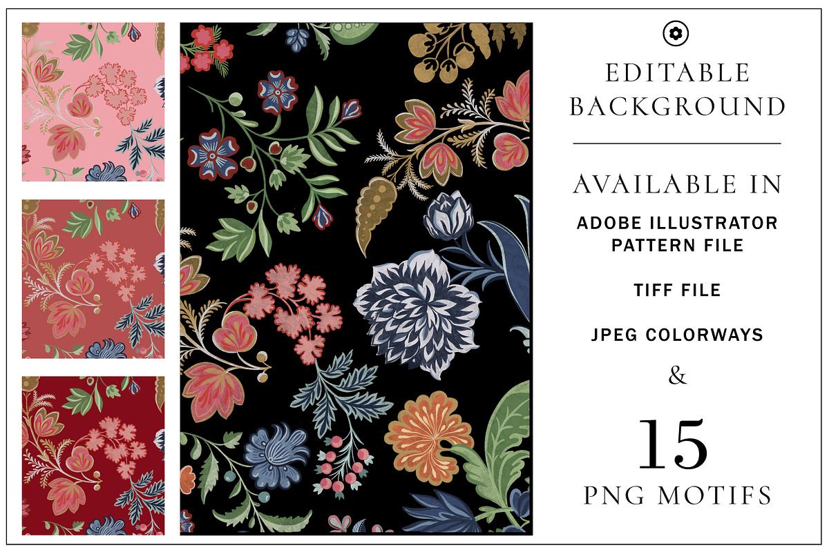 Vintage Floral Pattern & Elements, a Decorative Illustration by Artifactory Studios (Photo 2 of 6)
