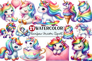Rainbow Unicorn Watercolor Clipart, an Illustration by Rose Art (Thumbnail 1 of 7)