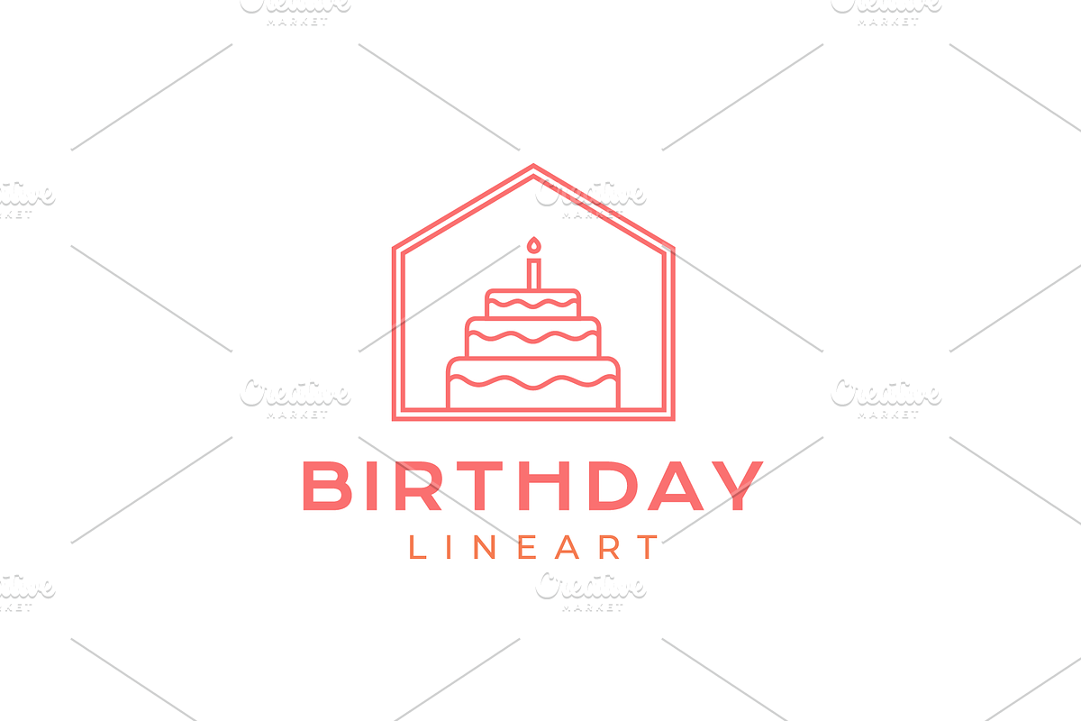 birthday cake anniversary line logo, a Branding & Logo Template by devastd