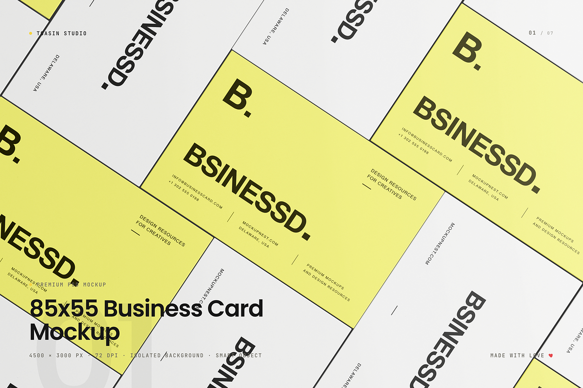 85x55 Business Card Mockup, an Advertising Mockup by Toasin Studio (Photo 1 of 7)