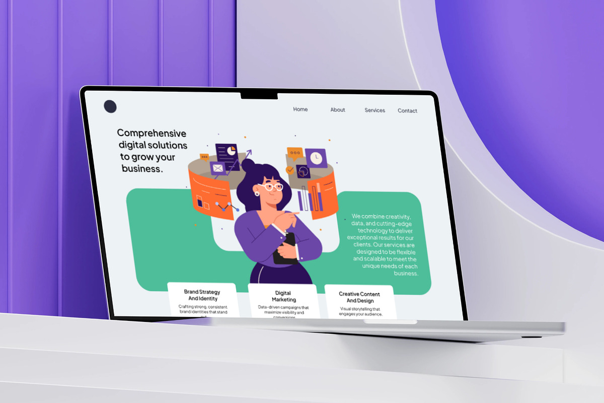 Digital Agency Website Template, a Landing Page Template by Glyphminds Studios (Photo 2 of 3)