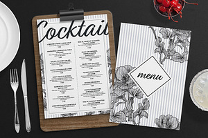 Floral Cocktail Menu Template, a Flyer Template by BrandPacks
