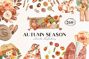 AUTUMN SEASON watercolor collection, a Seasonal Illustration by Julia Bogdan (Thumbnail 1 of 11)
