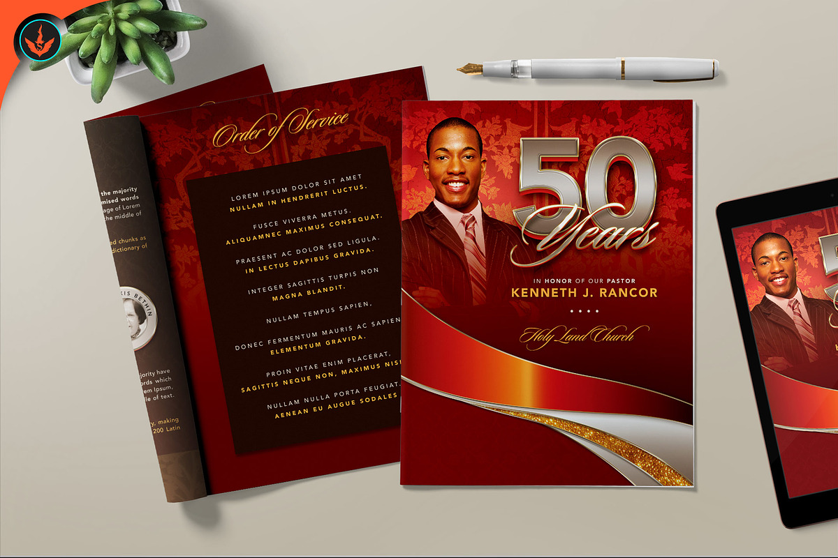 Crimson Pastor's Anniversary Program, a Brochure Template by SeraphimChris (Photo 4 of 6)