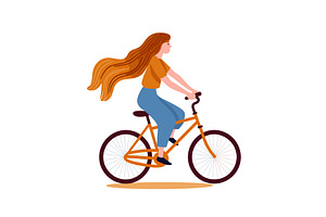 Young woman cycling joyful, healthy, a Sport Illustration by Vectorstockersland