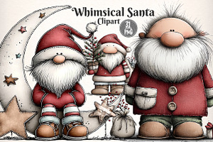 Whimsical Christmas Santa Clipart, an Illustration by Dream Creation