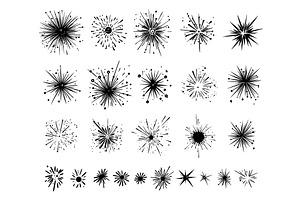 Sparkles doodle set. Isolated black, an Object Illustration by Valerie Bodnar