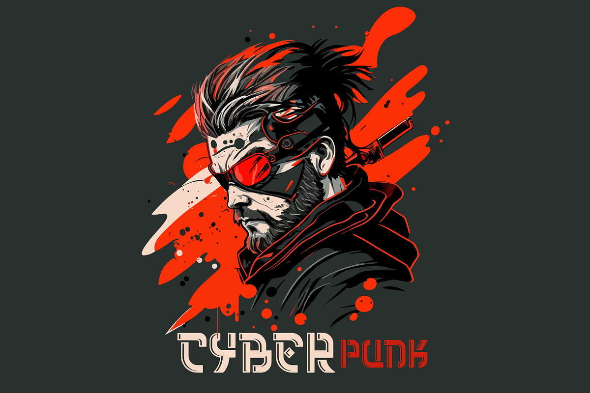 Asian cyberpunk bundle., a Person Illustration by Fractal fonts & graphics (Photo 2 of 20)