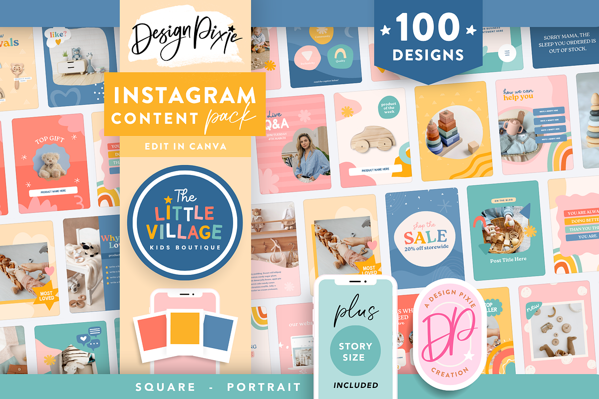 Kids Instagram Templates Canva, a Social Media Template by Design Pixie (Photo 1 of 8)